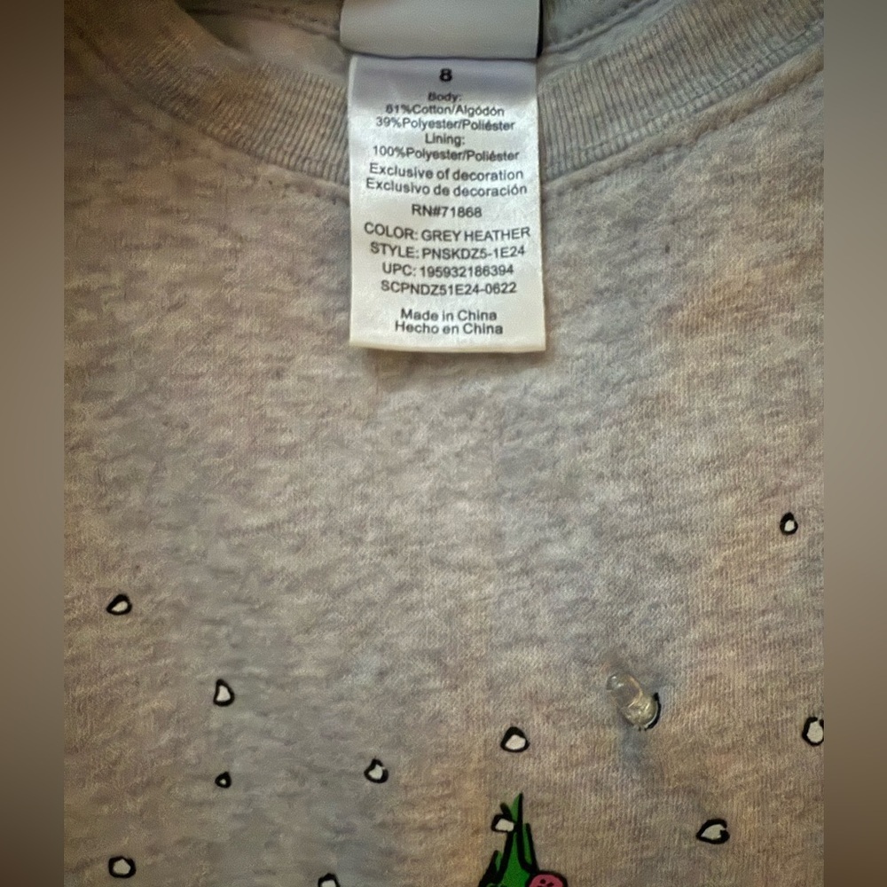 Peanuts Kids Light Up Sweatshirt with Colorful Characters, Grey Heather, Size 8 - Picture 6 of 7